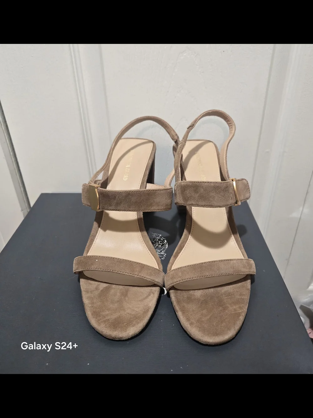 Veronica Beard Tan Suede Block Heel Slingback Sandal